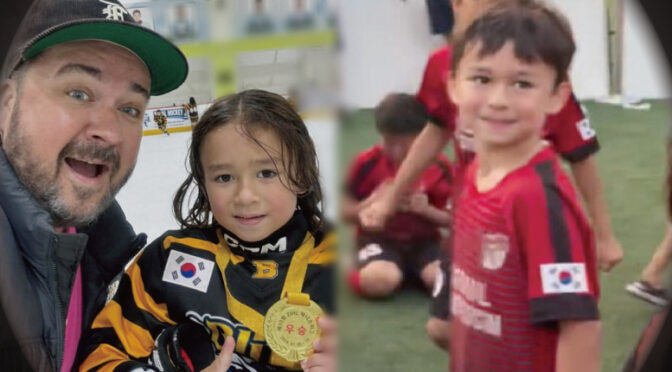 “꿈은 태극 전사..” 샘 해밍턴 아들 윌리엄, 아이스하키 우승에 이어 국제 학교 축구 대회서 우승하자 모두 박수쳤다